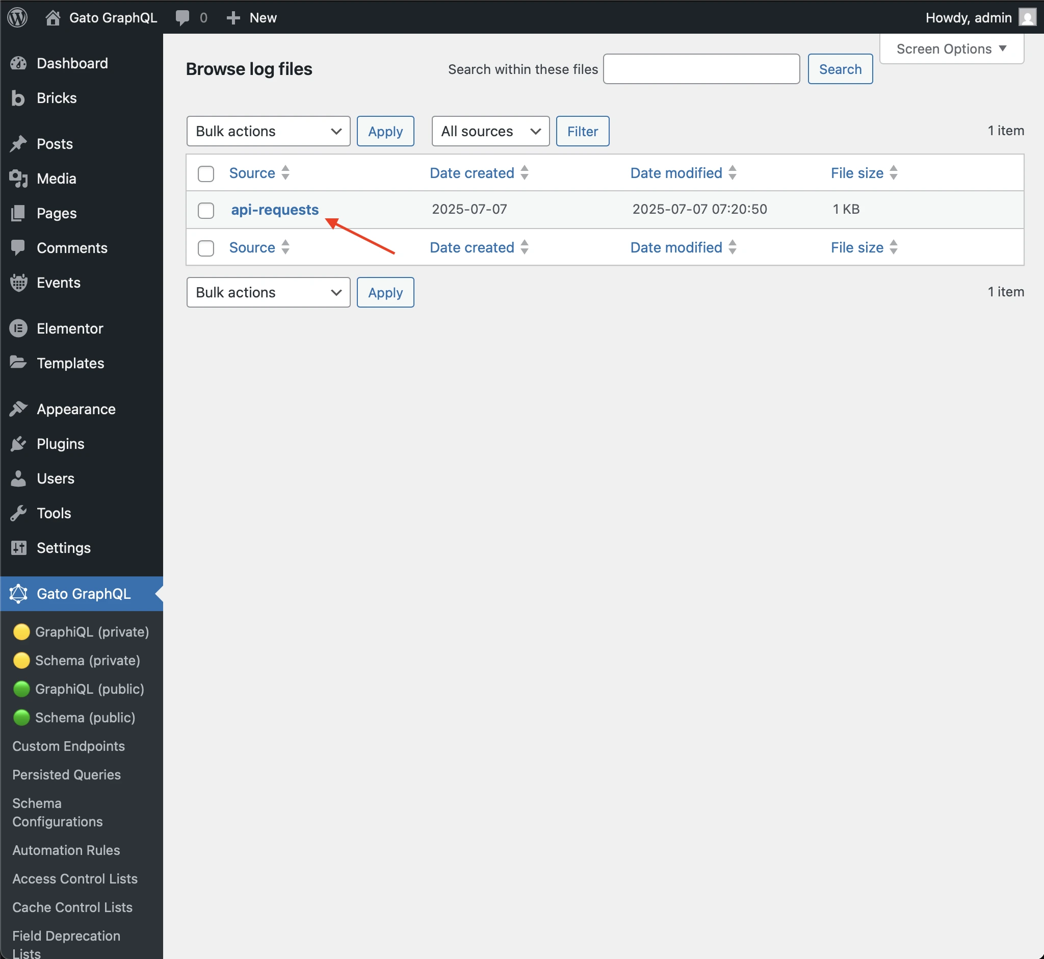 AI requests in the Logs